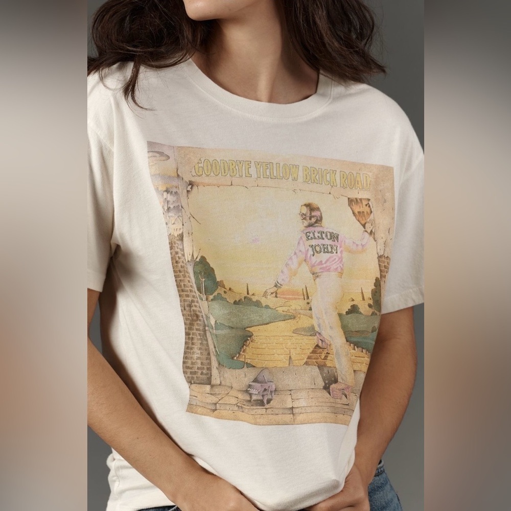 NWT LetLuv Elton John Graphic Tee Goodbye Yellow Brick Road